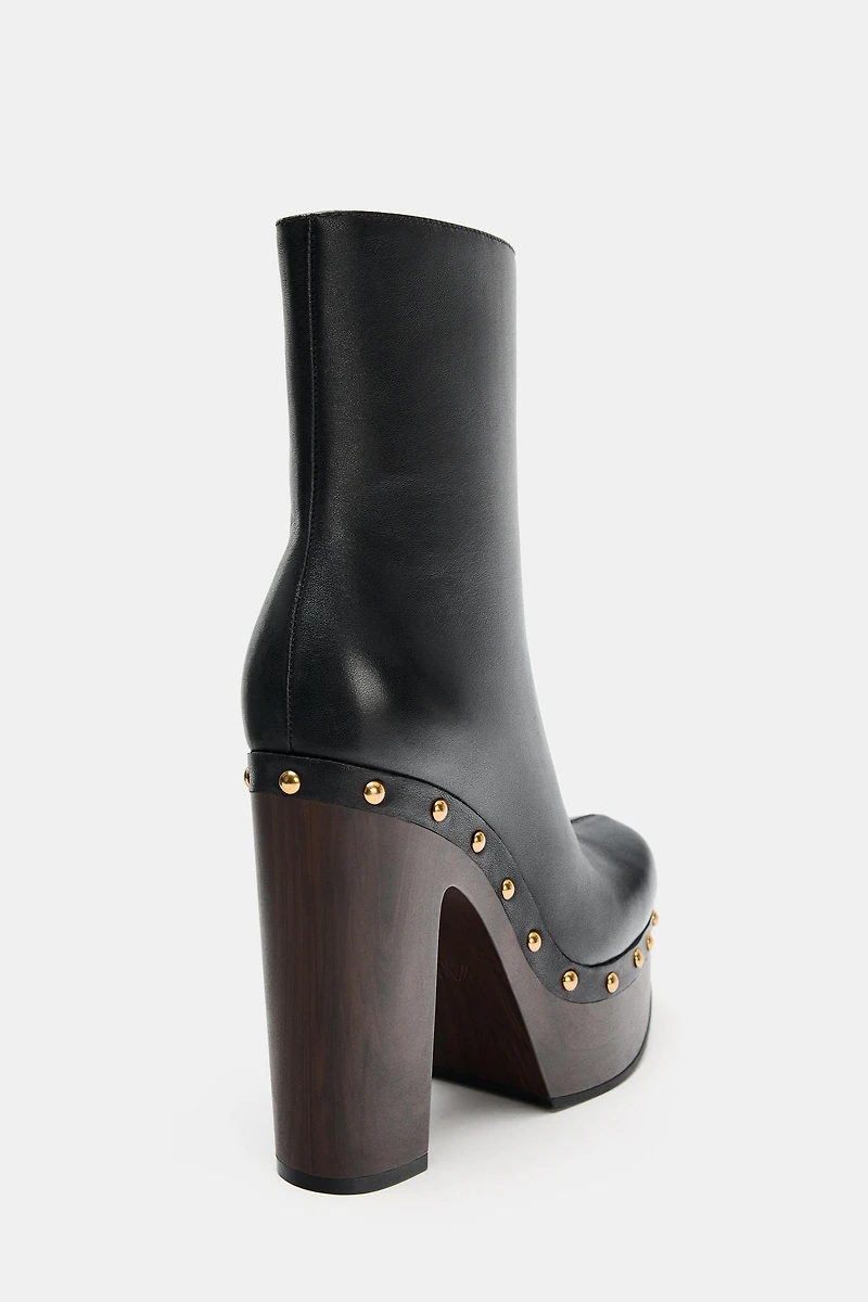 PLATFORM LEATHER ANKLE BOOTS