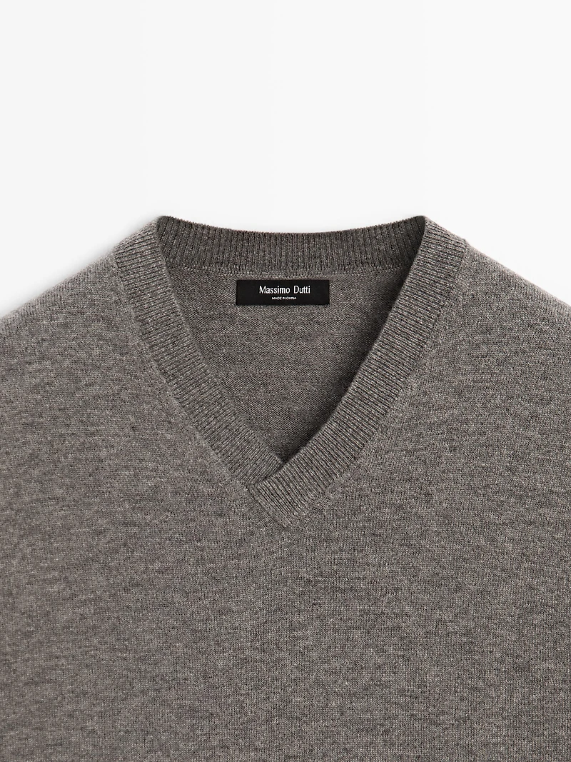 Veste sans manches à col en V laine mélangée