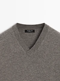 Veste sans manches à col en V laine mélangée