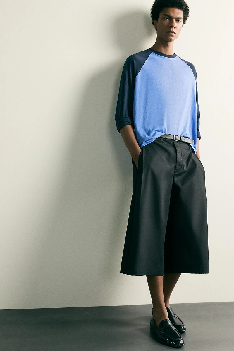 RELAXED FIT CULOTTE PANTS WITH SIDE PLEATS