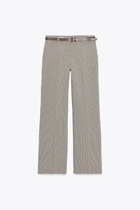 CHECKERED BELTED PANTS