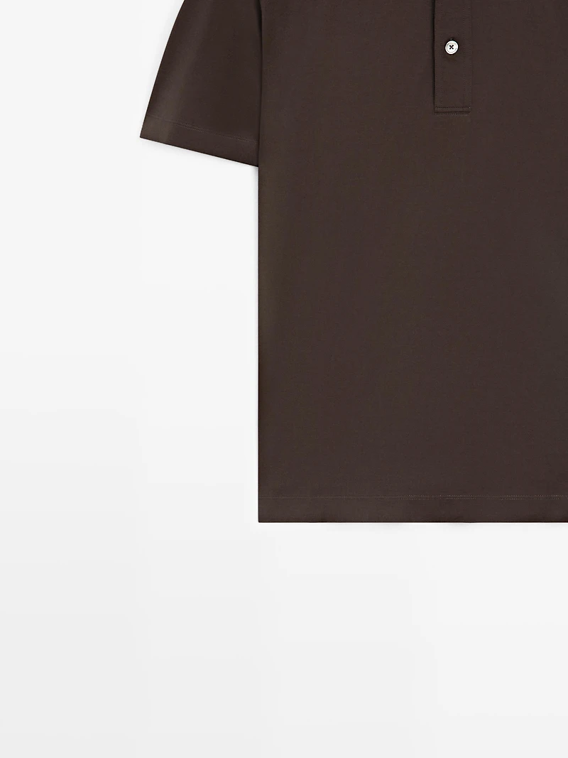 Cotton blend short sleeve polo shirt