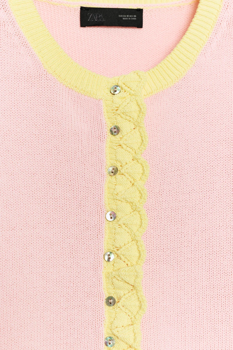 POINTELLE COMBINATION CARDIGAN
