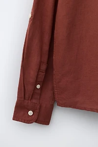 LINEN AND COTTON MANDARIN COLLAR SHIRT
