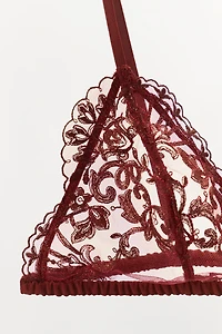 EMBROIDERED LACE TRIANGLE BRALETTE