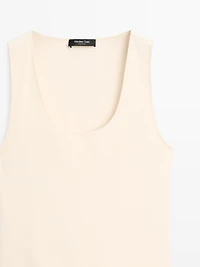 Cotton blend dress with contrast poplin