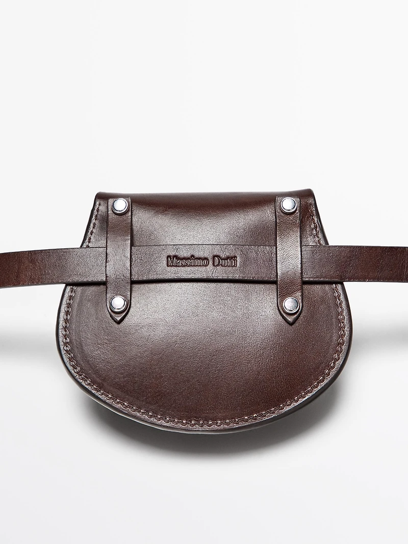 Nappa leather pouch belt