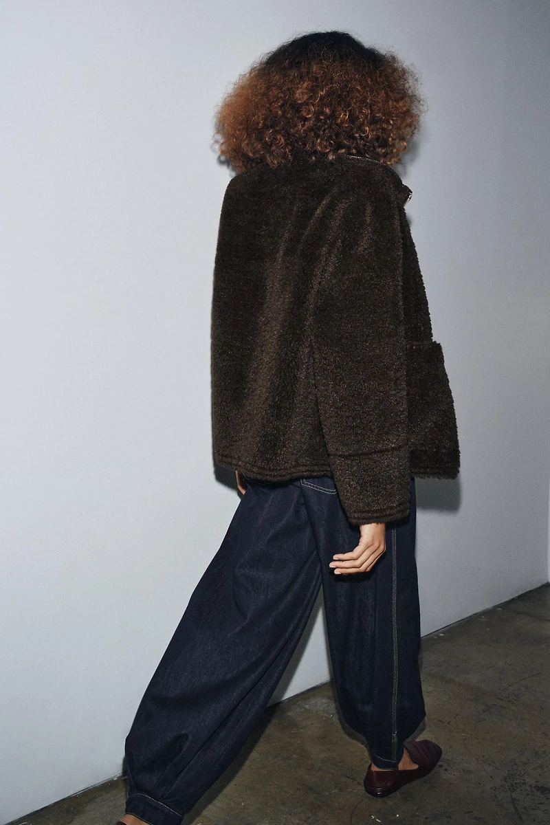 ZW COLLECTION FAUX SHEARLING DOUBLE-FACED JACKET