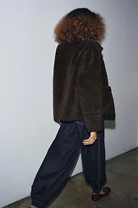 ZW COLLECTION FAUX SHEARLING DOUBLE-FACED JACKET
