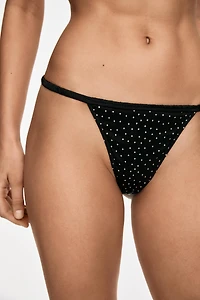 Polka dot briefs with lace detail