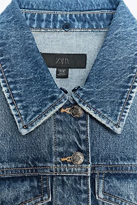 Z1975 FAUX FUR LAPEL CROPPED DENIM JACKET
