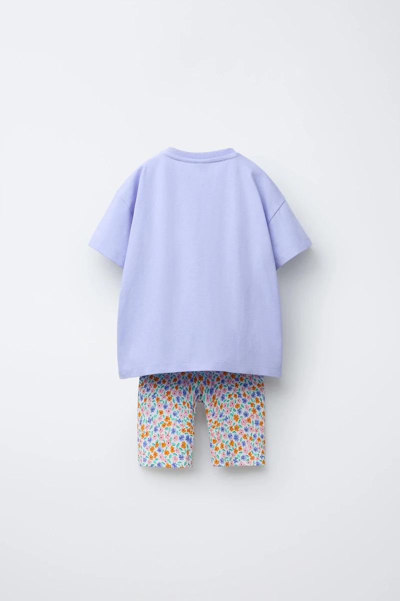 PRINTED JOGGING SET T-SHIRT AND CYCLING LEGGINGS