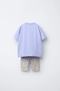 PRINTED JOGGING SET T-SHIRT AND CYCLING LEGGINGS