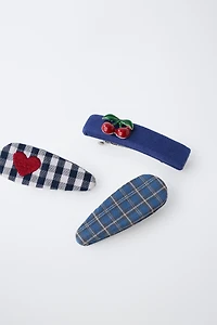 PACK OF THREE PRINTED HAIR CLIPS