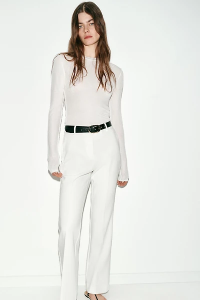 STRAIGHT LEG BELTED PANTS