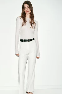STRAIGHT LEG BELTED PANTS