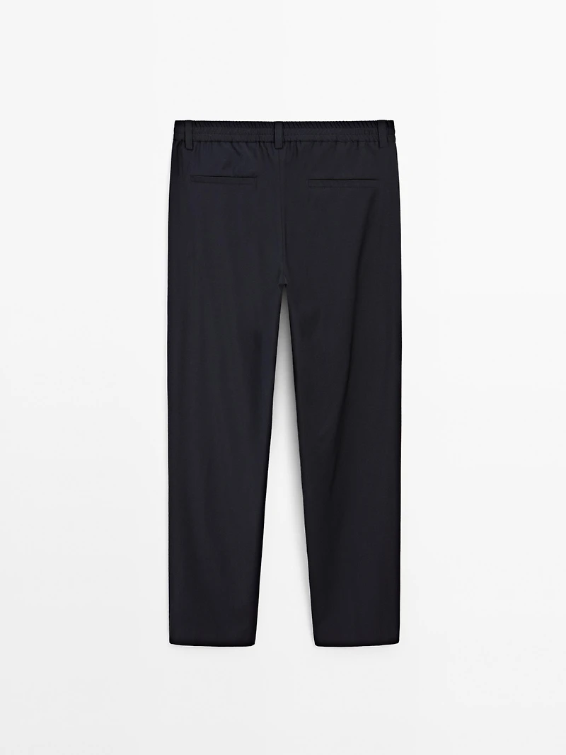 Wool blend jogger fit trousers
