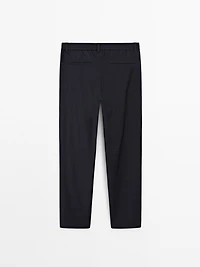 Wool blend jogger fit trousers