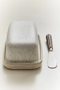 STONEWARE BUTTER DISH