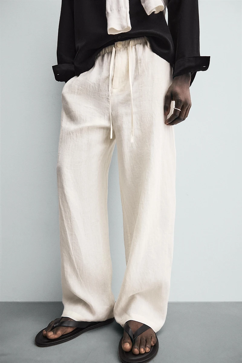 RELAXED FIT LINEN PANTS