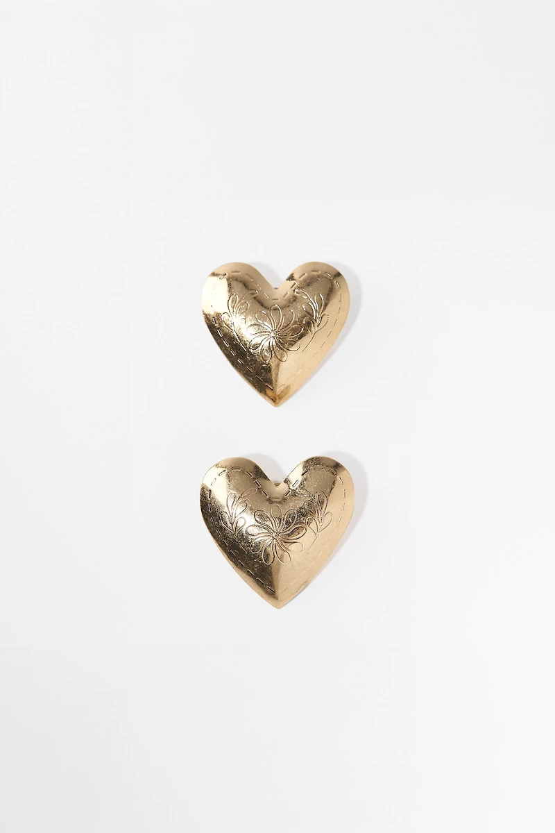 TEXTURED HEART EARRINGS