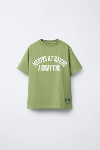 TEXT PRINT T-SHIRT AND BERMUDA SET