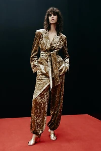 VELVET METALLIC THREAD BALLOON PANTS