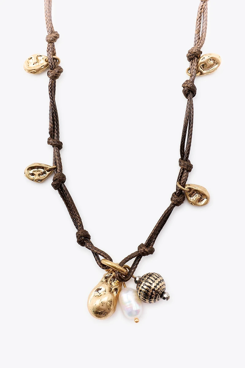 3-PACK OF CORD, COIN AND CHARM NECKLACES