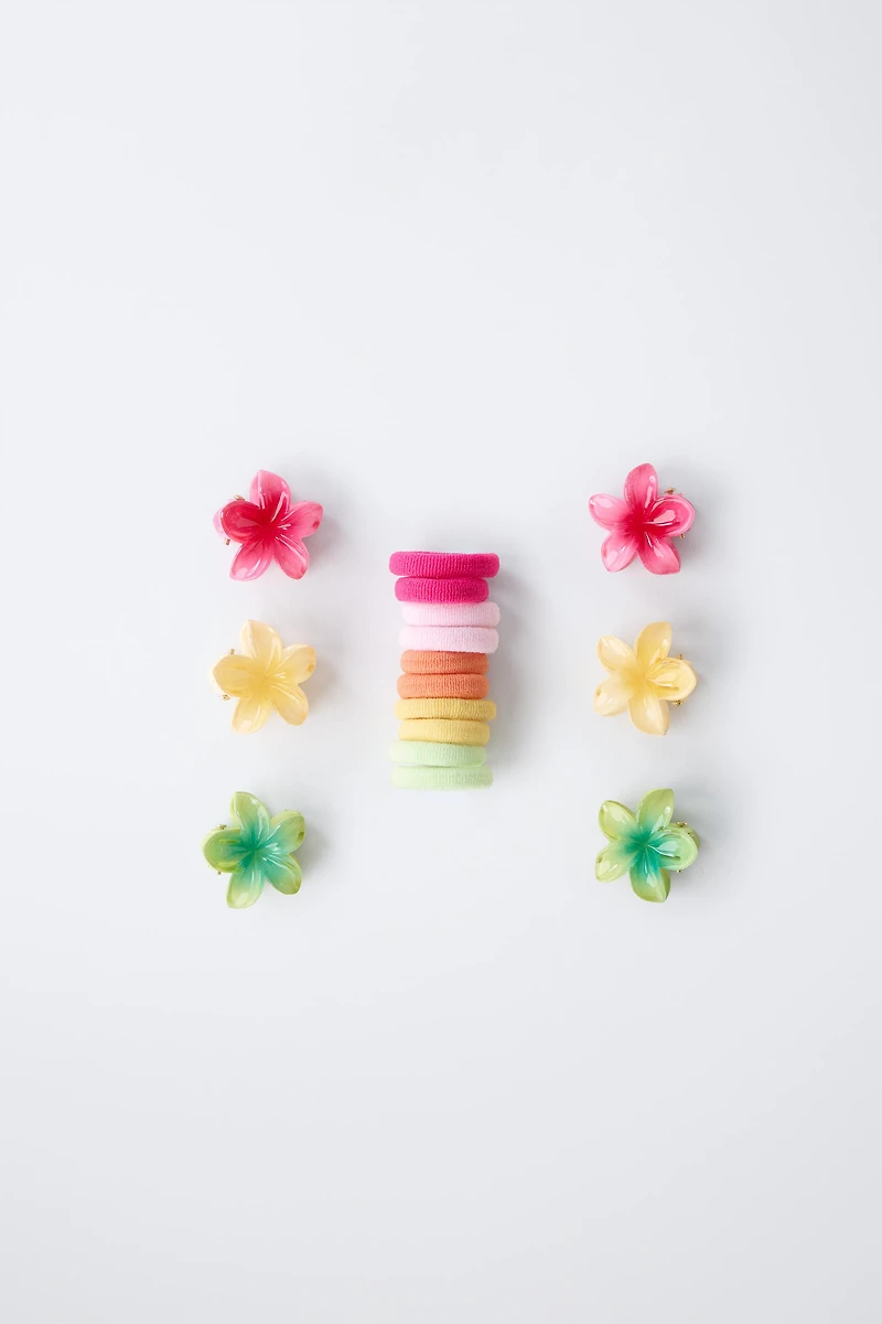 BOX WITH RUBBER BANDS AND FLOWER TWEEZERS