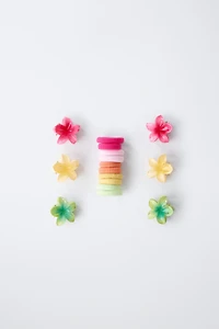 BOX WITH RUBBER BANDS AND FLOWER TWEEZERS