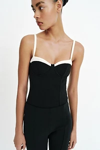 CONTRAST STRAPPY BODYSUIT