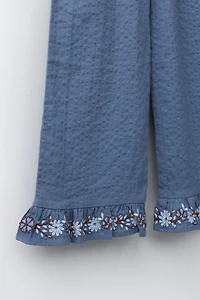 JUPE-CULOTTE VOLANT FLEURS BRODÉES