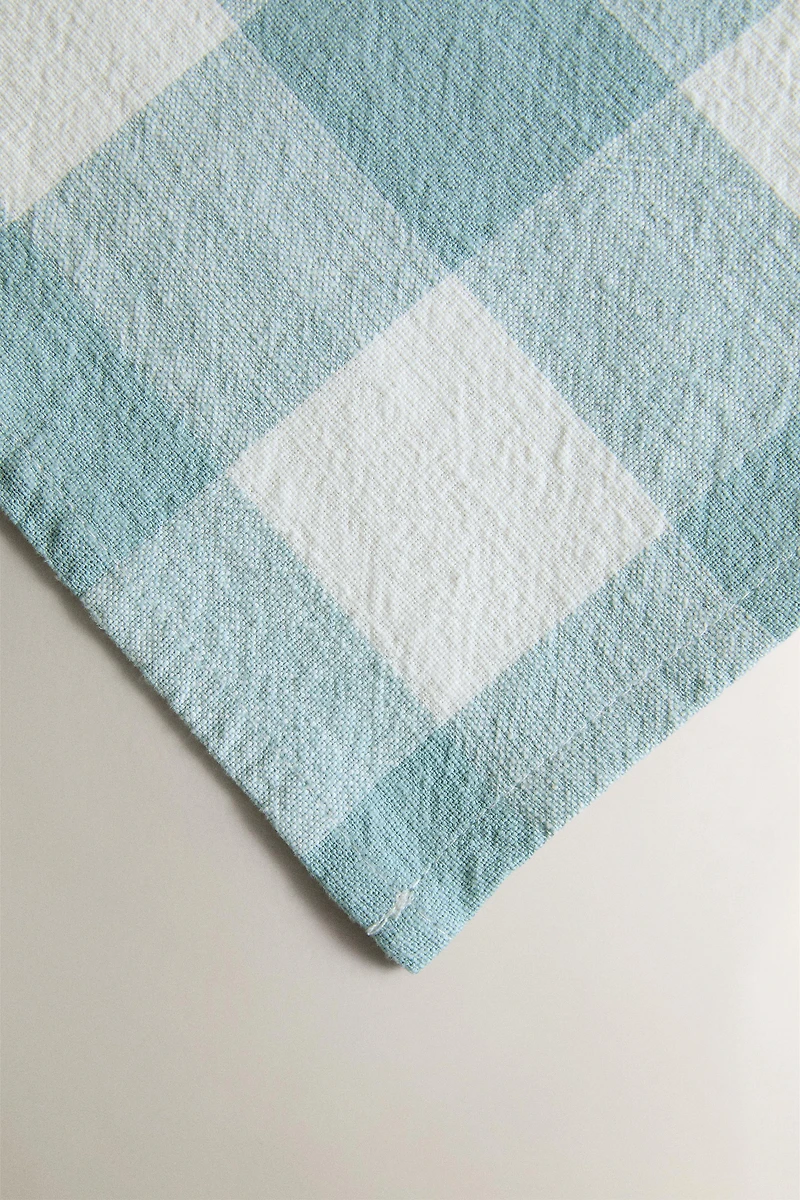 SERVIETTES DE TABLE COTON CARREAUX (LOT DE 2)
