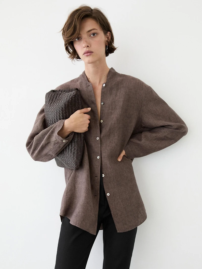 100% linen V-neck shirt