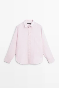 100% linen shirt with striped details