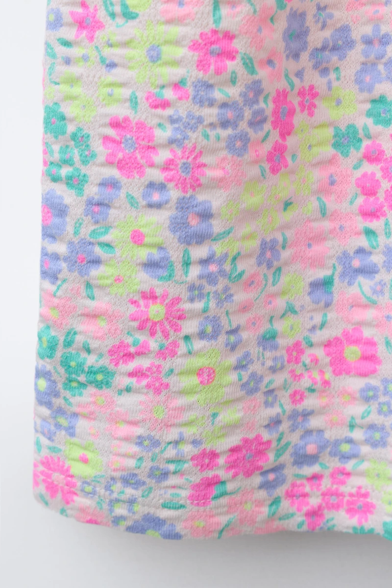 ELASTICIZED FLORAL PRINT DRESS