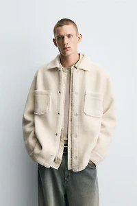 FAUX FUR EFFECT OVERSHIRT WITH POCKETS