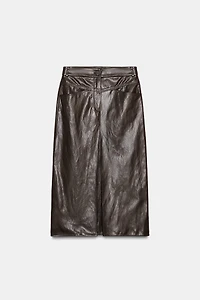 ZW COLLECTION FAUX LEATHER PLEATED SKIRT