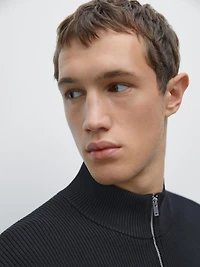 Cardigan en coton avec fermeture Éclair