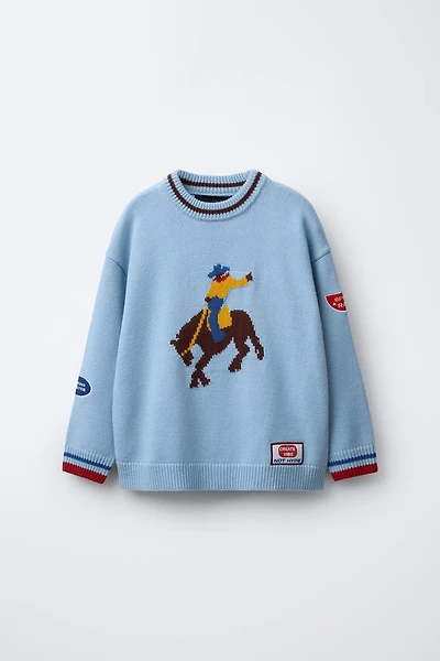 EMBROIDERED AND PATCH KNIT JUMPER