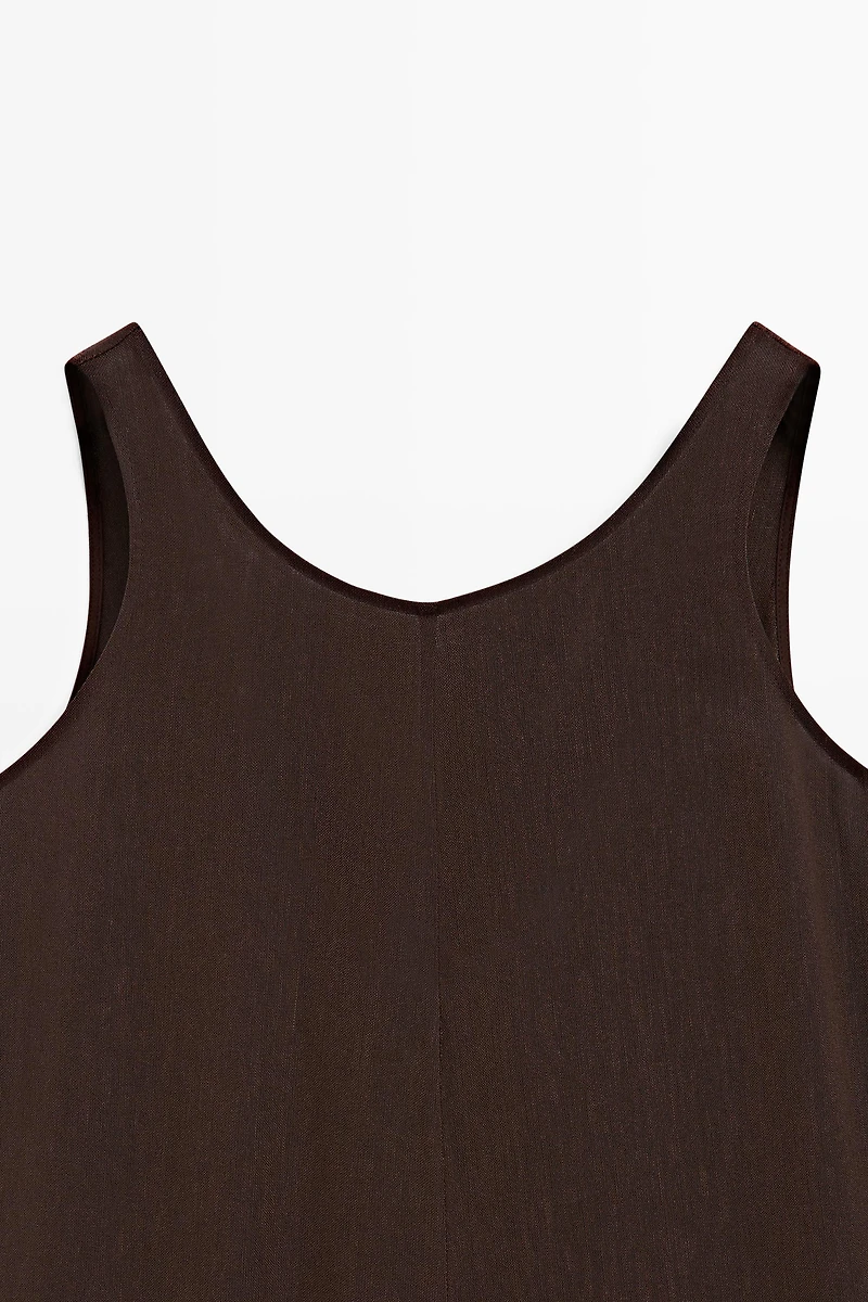 Flowing linen blend playsuit dress