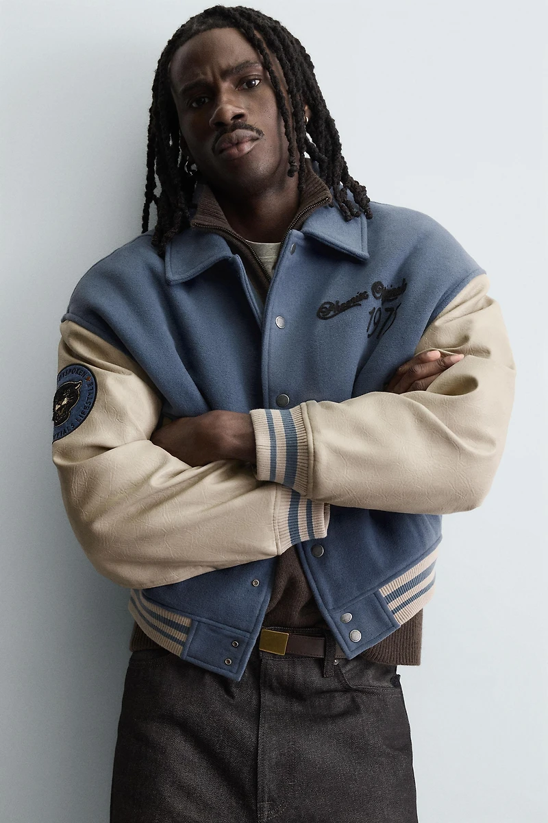 PATCHED QUILTED BOMBER JACKET