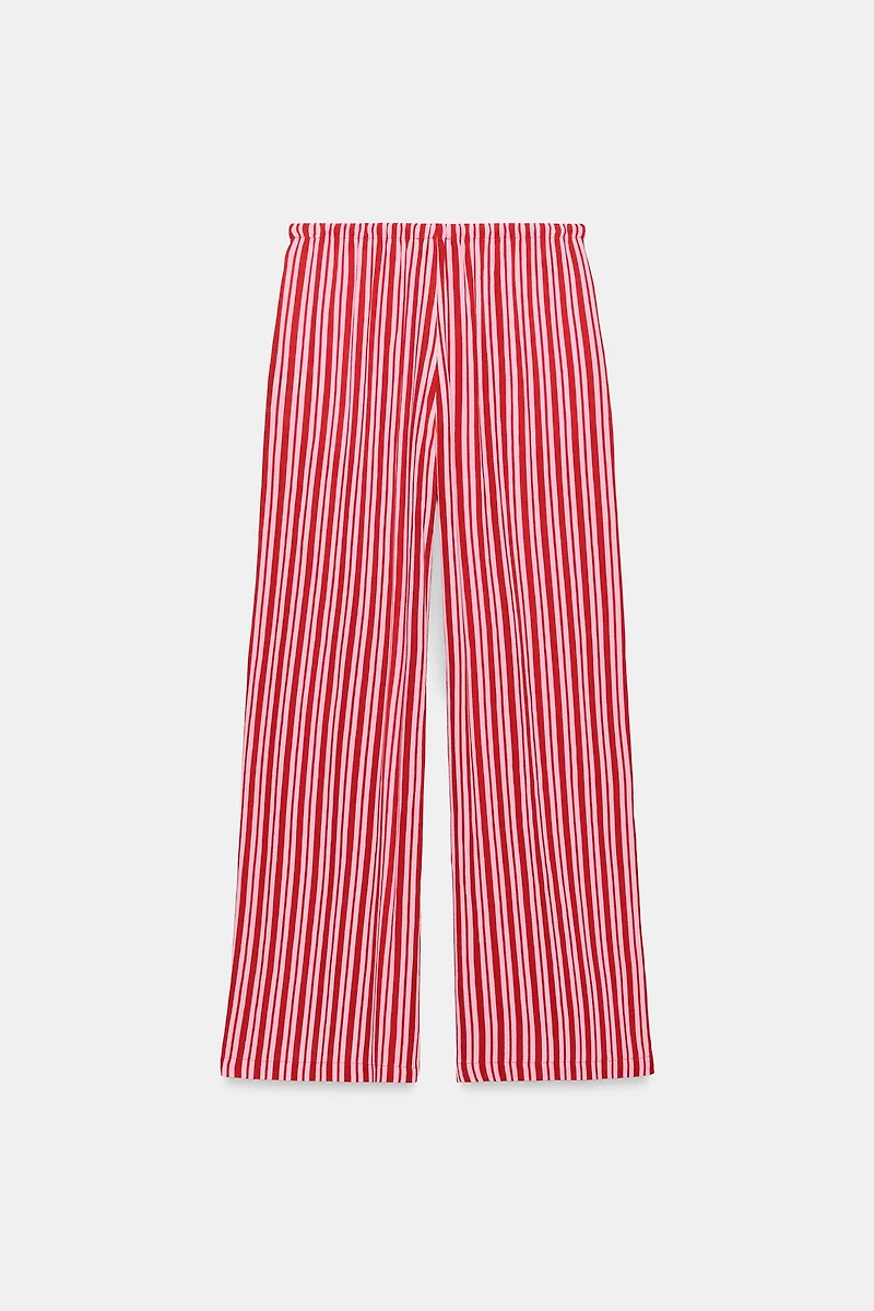 PANTALON LARGE À RAYURES