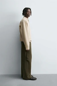 WIDE FIT NEOPRENE EFFECT PANTS WITH STUDS
