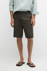 100% linen short Bermuda shorts