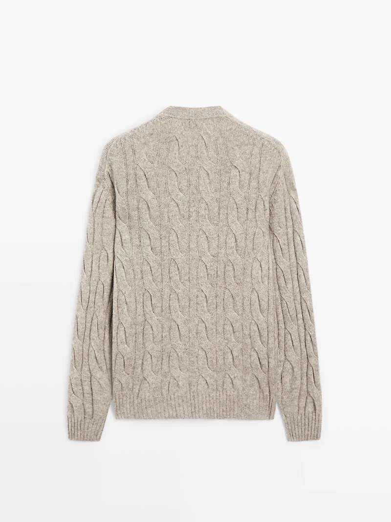 Cable-knit wool blend sweater