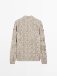 Cable-knit wool blend sweater
