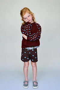 EMBROIDERED CHERRY POLKA DOT SWEATSHIRT