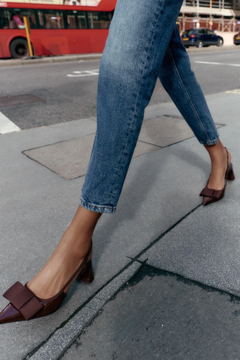 SLINGBACK HEELED SHOES WITH BOW