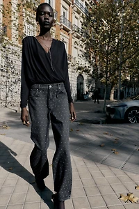 JEAN Z1975 AMPLE DROIT TAILLE HAUTE BRILLANTS